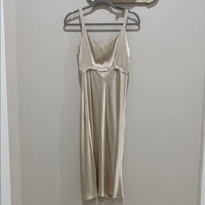 The White House Black Market Champagne Satin Slip Dress (Size 4)